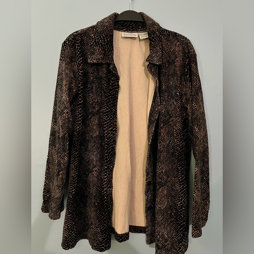 Basic Editions Black And Brown Snake Print Teddy … - image 2